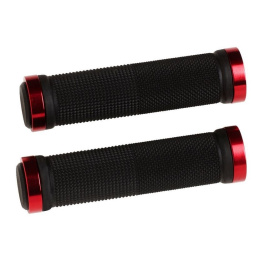 Rączki rowerowe 2 szt czarno-czerwone 130x34 mm   