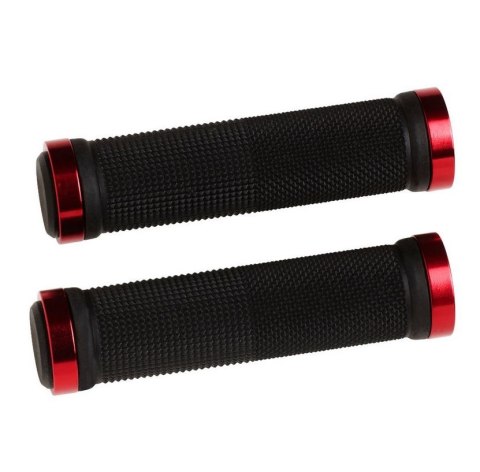 Rączki rowerowe 2 szt czarno-czerwone 130x34 mm   