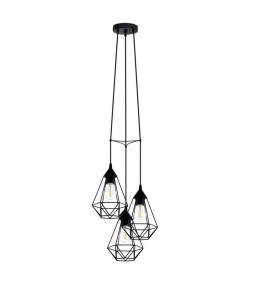 Lampa wisząca potrójna Indust E27 60W czarna design  