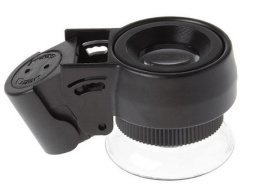 Lupa jubilerska kieszonkowa powiększenie 45x zpodświetleniem 2 x LED