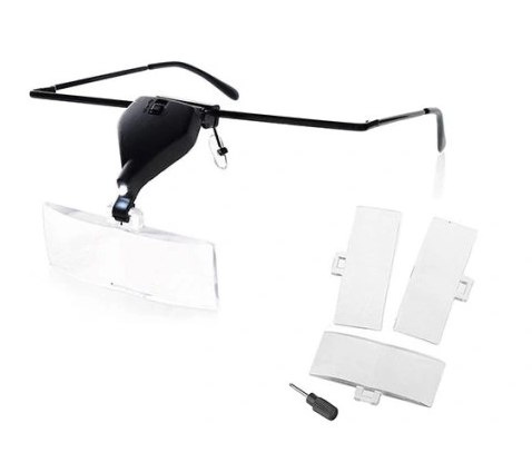 Lupa zegarmistrz okulary 3 szkła pow od 1,5x 3,5x LED wymienne