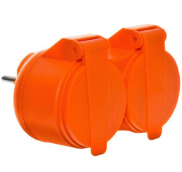 Rozgałeziacz IP44 2 gniazda ORANGE ogrodu kosiarka maszyny