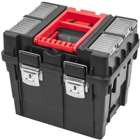 Wózek narzędziowy kołach skrzynki BQ metalowe klamry składany 