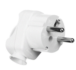 Wtyczka uziemieniem biała pierścień uchwyt kompaktowy ideał  