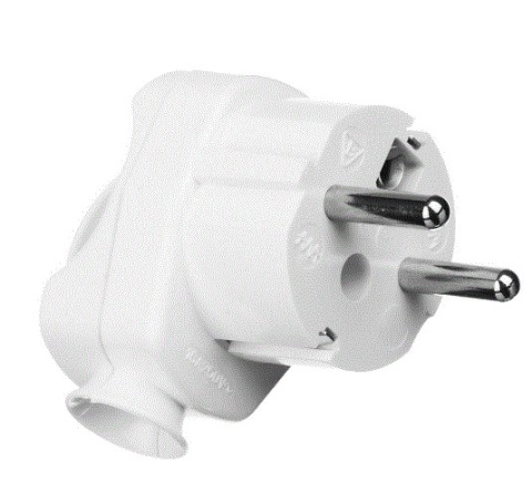 Wtyczka uziemieniem biała pierścień uchwyt kompaktowy ideał  