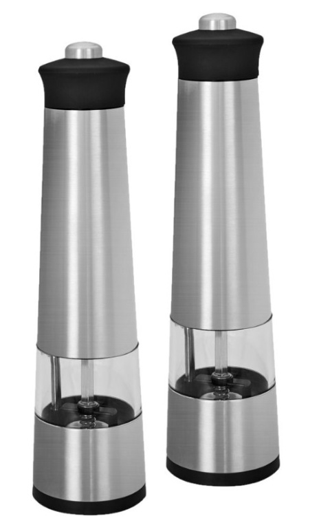 Elektryczne 2szt młynki pieprz sól stalowe baterie LED
