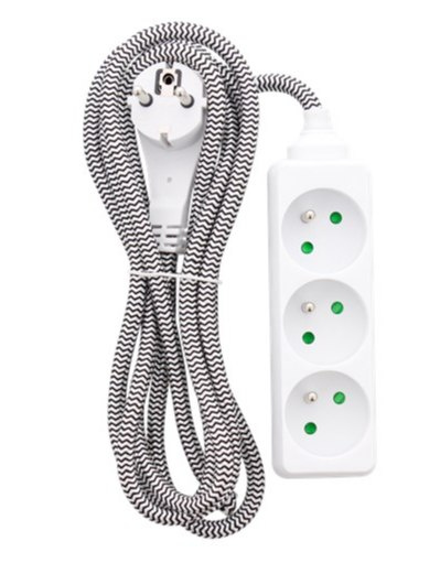 Pleciony sznur przedłużacz 3 gniazda uziemiony 2,5m ogrodowy 