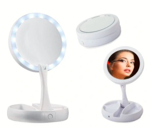 Lusterko kosmetyczne obrotowe podświetlane powiększające LED