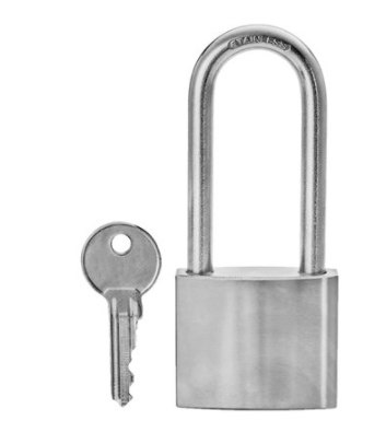 Kłódka nierdzewna korpus pałąk ze stali dł 50mm